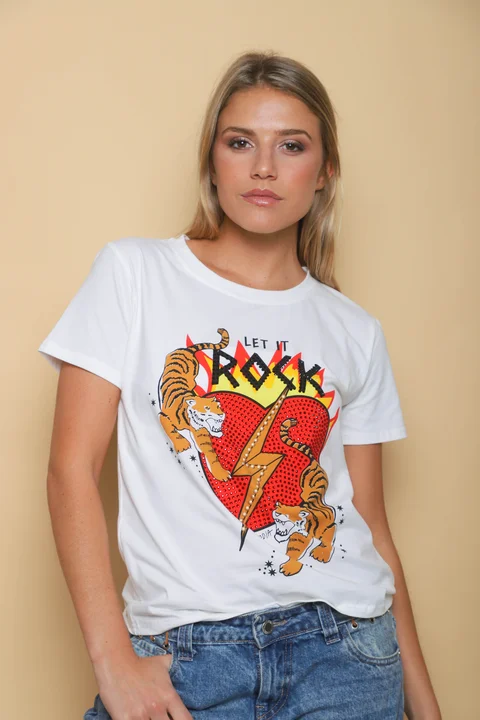 Remera Corazon Tigre y ROCK Jersey