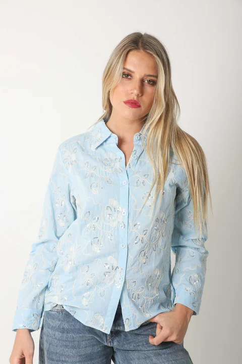 Camisa MISS Flores Bordadas y Lentejuelas GU5195