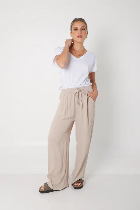 Pantalón MARE de Lino con  Tiras Bolsillos GU0332