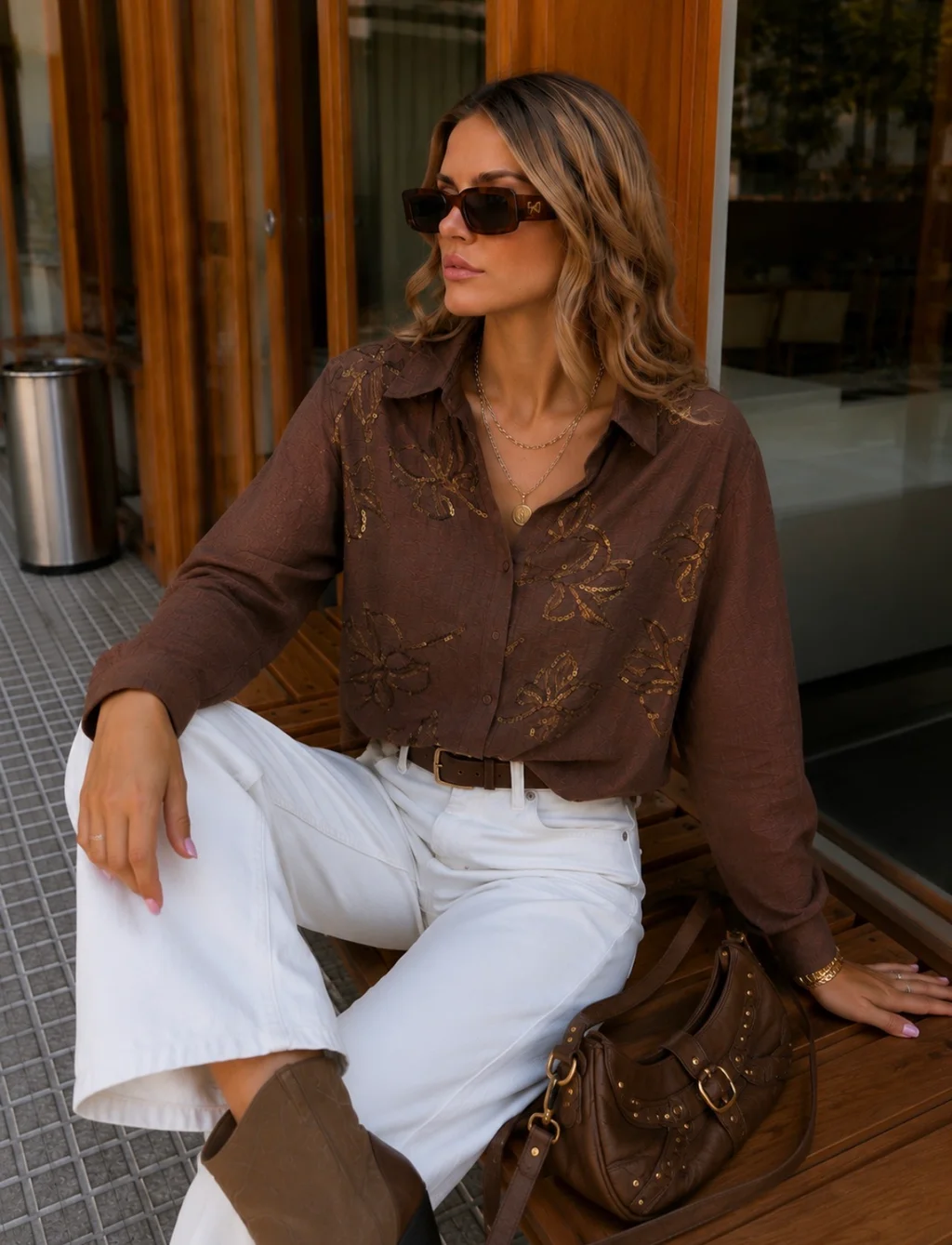  Camisa ALISON de LINO Bordada GU70280