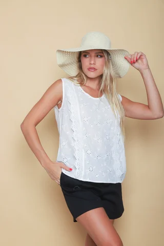 Blusa MUISY Broderie c/Volado GUK70222 - Vista 5