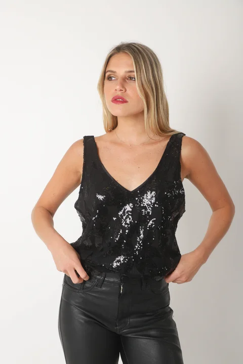  Musculosa ALICE Forrada c/ Lentejuelas Bordadas GU5152