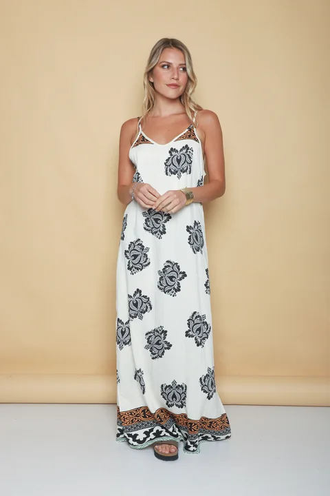 Vestido FIRENZE Lino estampado GUK70142-4