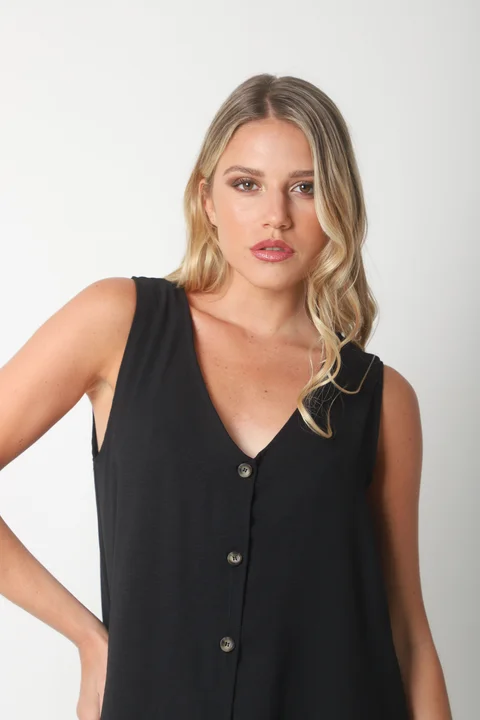 Vestido Gales Abotanado Creppe