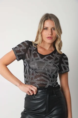 Top ROVIE TULL Con Stras GU2666 - Vista 1