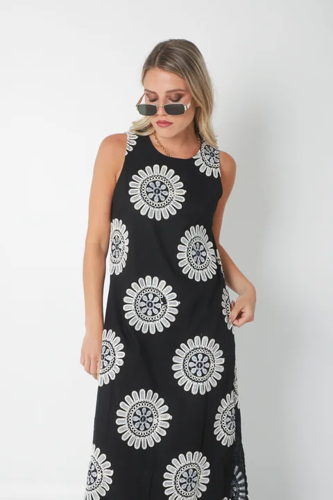 Vestido CIRUS Lino Bordado c/ Bolsillos GU250109