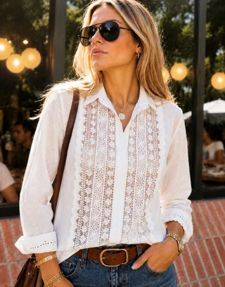 Camisa PLUMETI con Flores Caladas GUK4112 - Vista 2