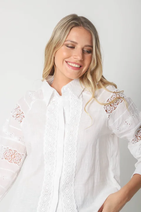 Camisa LAFINUR Lino y Broderie GUL70183