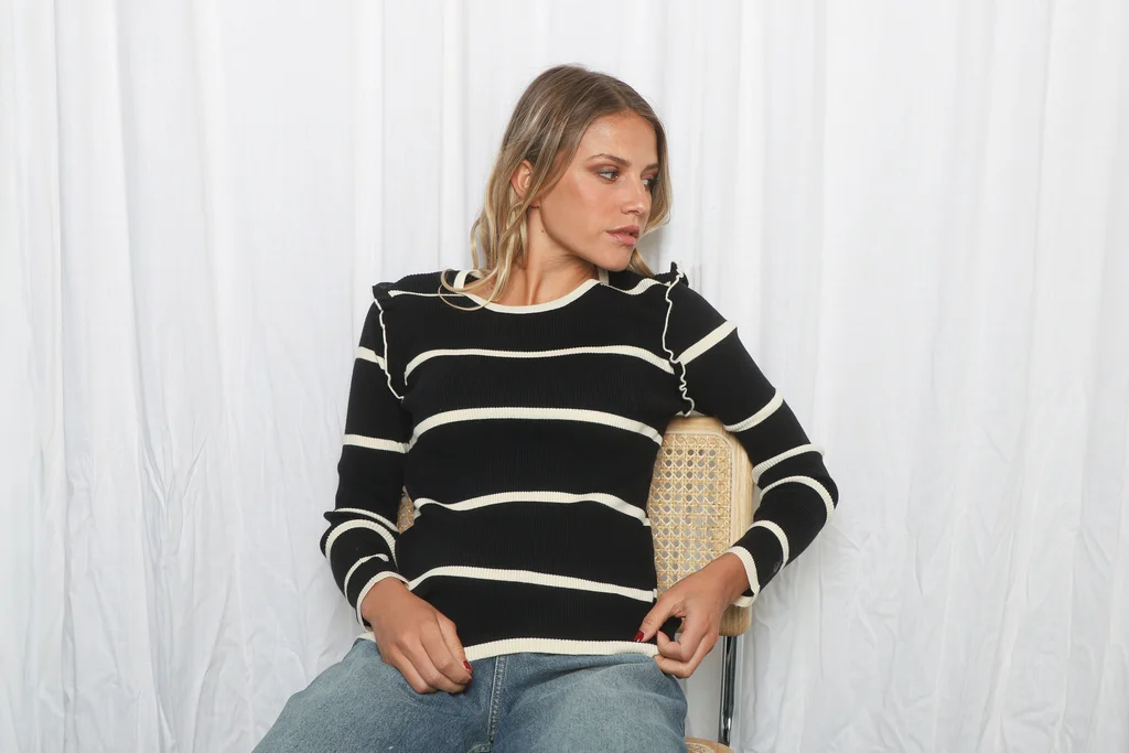 Sweater OHLALA Bremer Rayado c/Volados GUL660