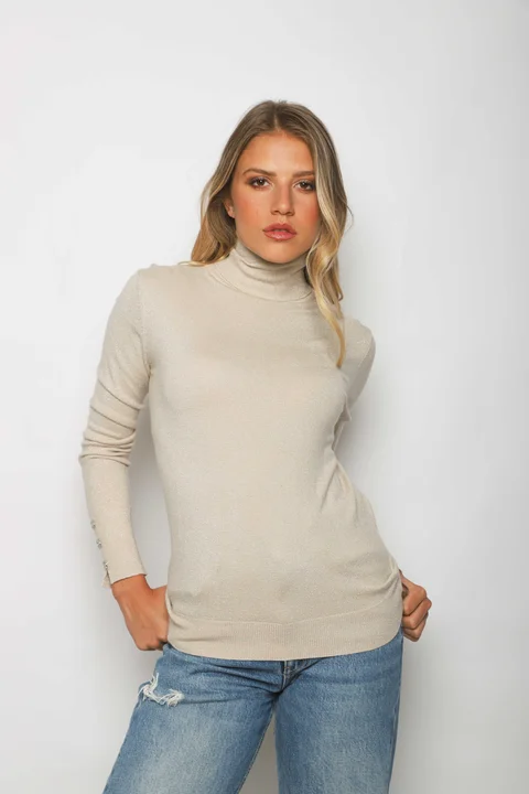 Polera MERIDIAN Lurex con Botones Strass GUL601