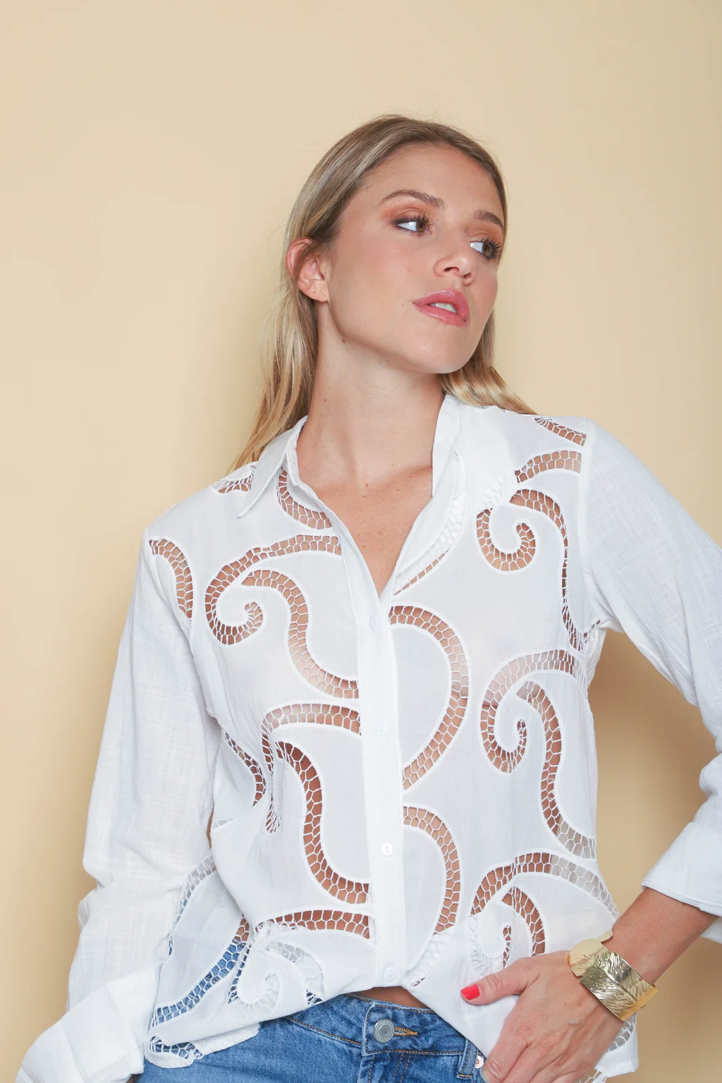 Camisa Vaiss Broderie Calada GU4093