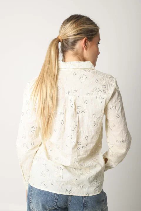 Camisa MISS Flores Bordadas y Lentejuelas GU5195