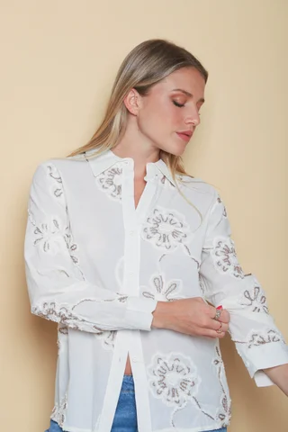 Camisa LAFAYETTE FLOR BORDADA GU5193 - Vista 4