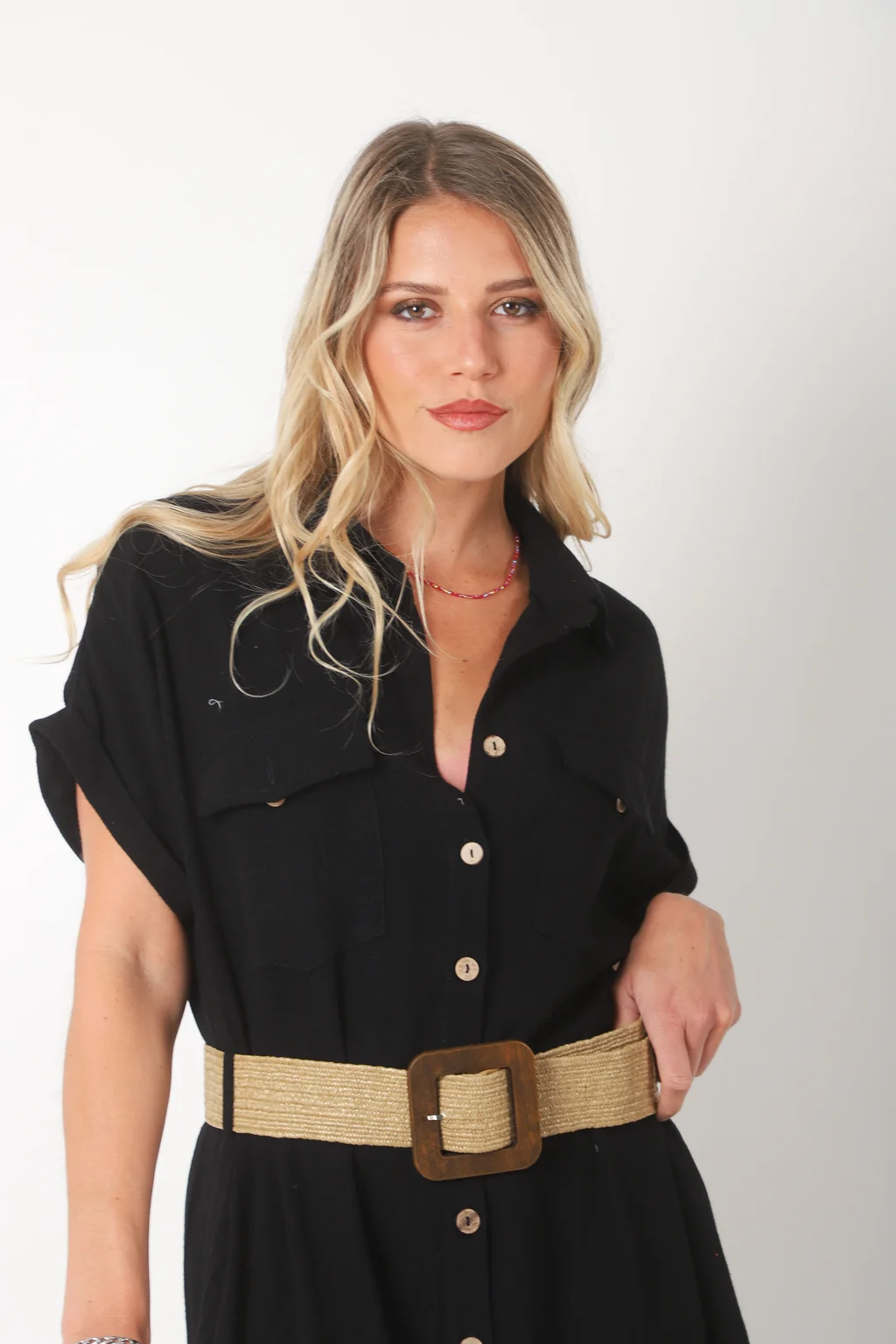Vestido KAVALI Camisero Lino c/ Cinto GU0548