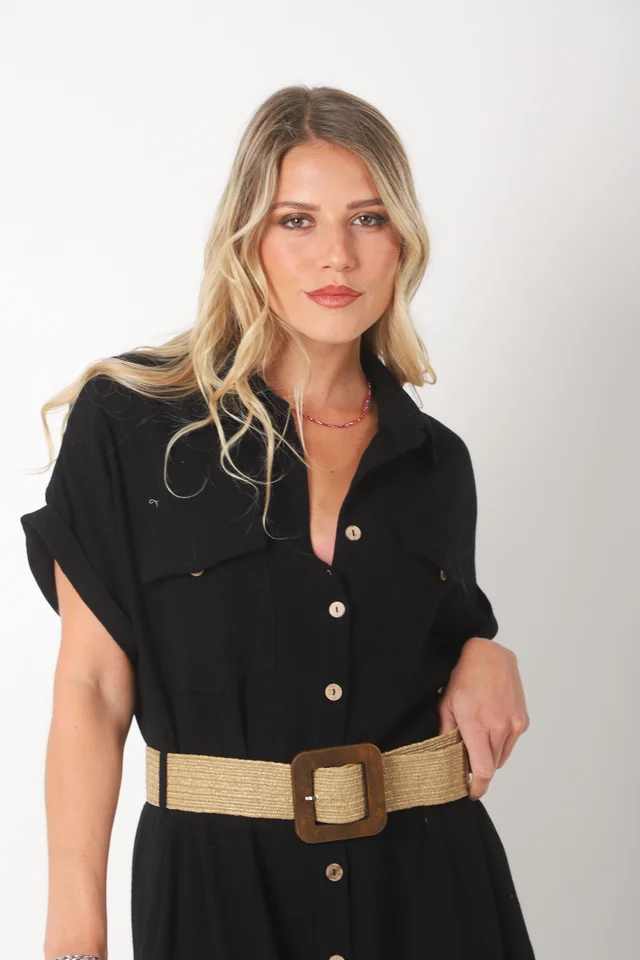 Vestido KAVALI Camisero Lino c/ Cinto GU0548