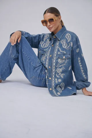 Camisaco AMPLIO GLAM Jean Bordado GU0566 - Vista 4