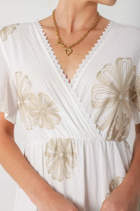 Vestido MISUKA de Lino Bordado GU250115