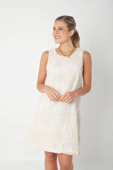 Vestido POCH Encaje con Bordado Crochet GU250110