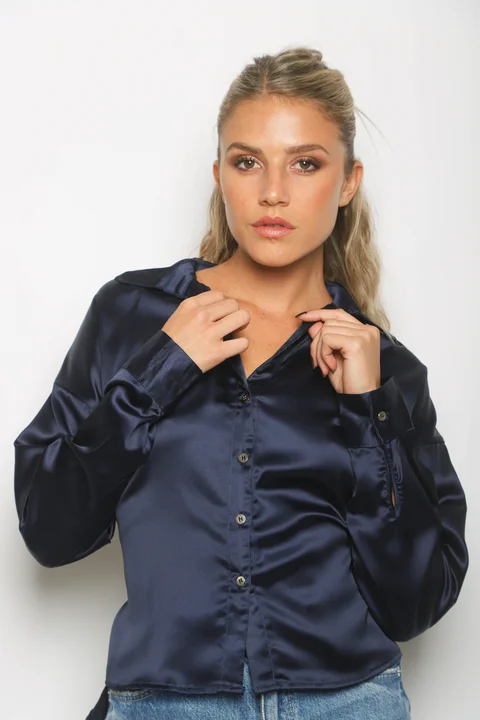 Camisa ZELENI Saten c/ Tiras para atar Atras GUK70282