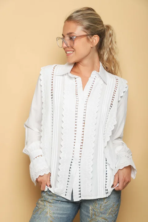 Camisa ABRIL Broderie c/volados GUK242