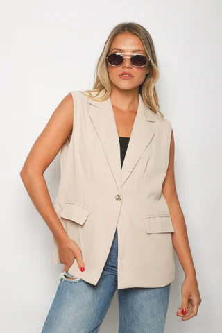 Chaleco LARGO ZEK Sastrero Forrado con Boton Brillo GUP33022 - Vista 2