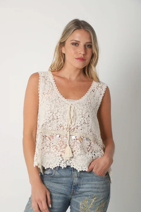 Musculosa Crochet AIKO c/ apliques GU3012