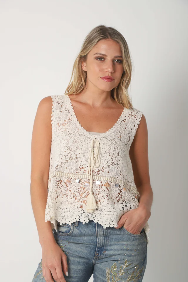 Musculosa Crochet AIKO c/ apliques GU3012