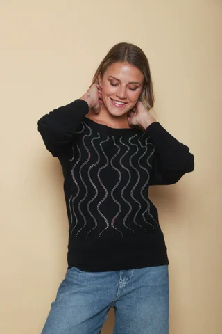 Sweater Vibes Bremer c/ Strass GU37120 - Vista 5