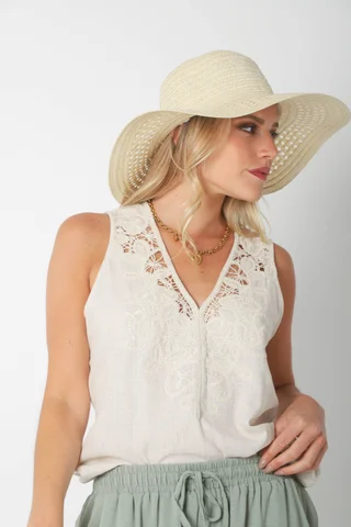 Musculosa LIBERTY de Lino BORDADA GU2525 - Vista 3