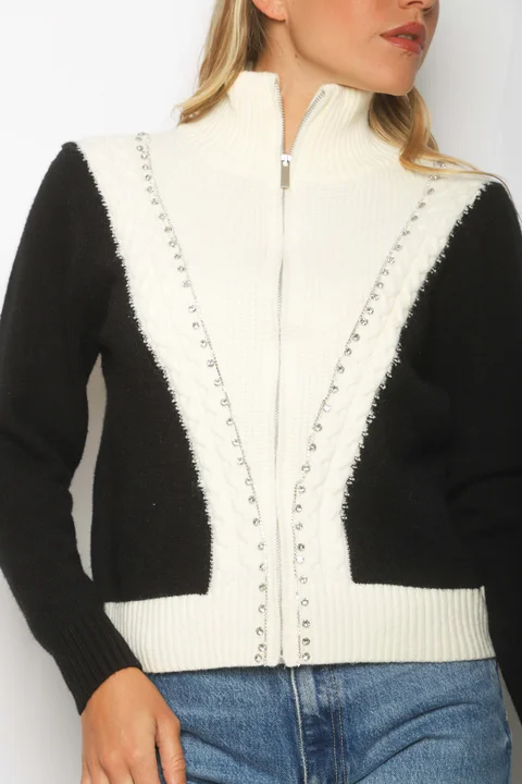Sweater Saco Ganz con Cierre y Brillos GU122269