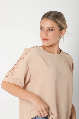 Blusa SERE Amplia Creppe c/ Puntilla en Hombros y Mangas GU0329 - Vista 4