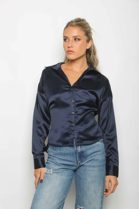 Camisa ZELENI Saten c/ Tiras para atar Atras GUK70282