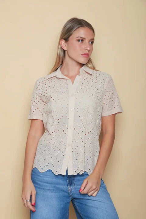 Camisa BLONDA Broderie Manga Corta GUK70107