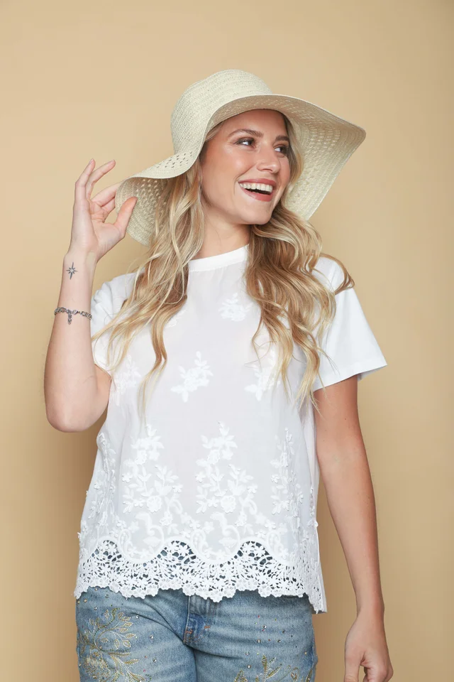 Blusa RECIFE  bordada con puntilla GU5166