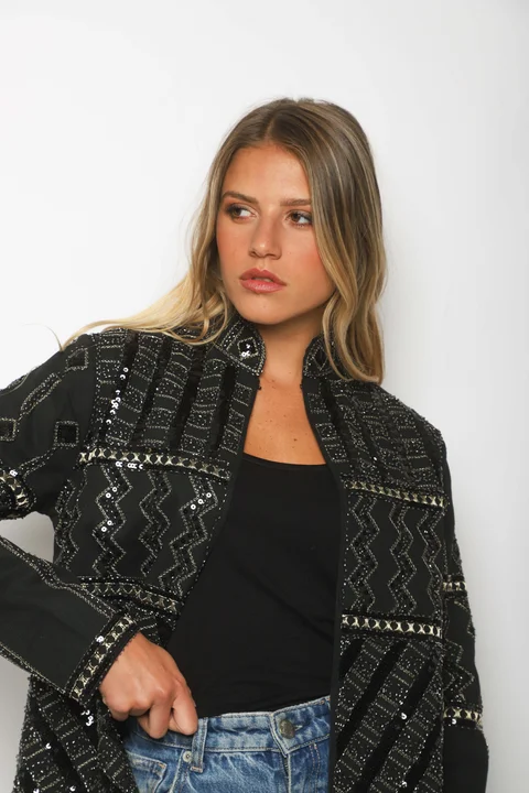 Chaqueta Vinett Gabardina C/ Lentejuelas Bordadas GU301