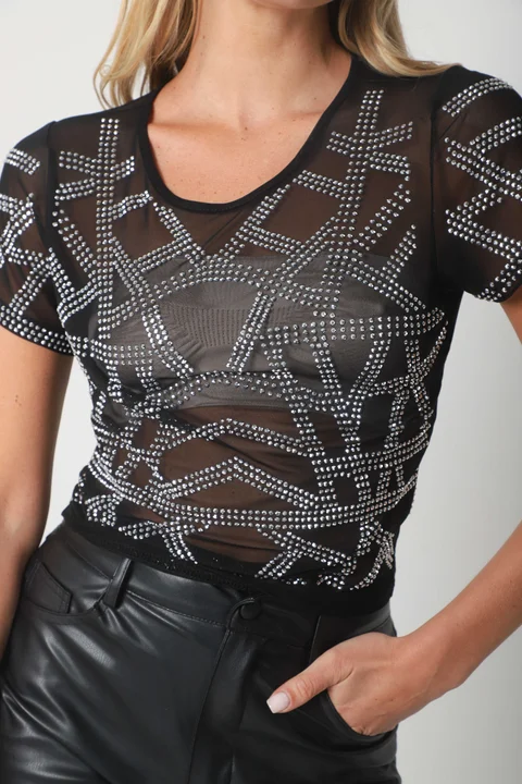 Top ROVIE TULL Con Stras GU2666