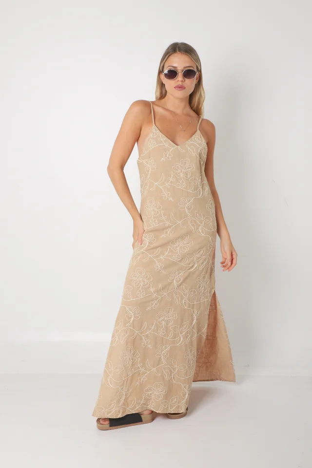 Vestido KALSY lino c/bordado GUK70142-9