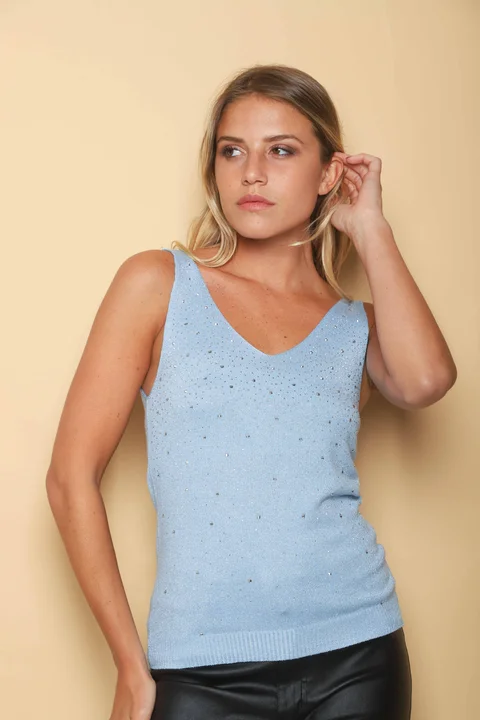 Musculosa VERNIER Tejida Lurex Tacha Redonda GU5523