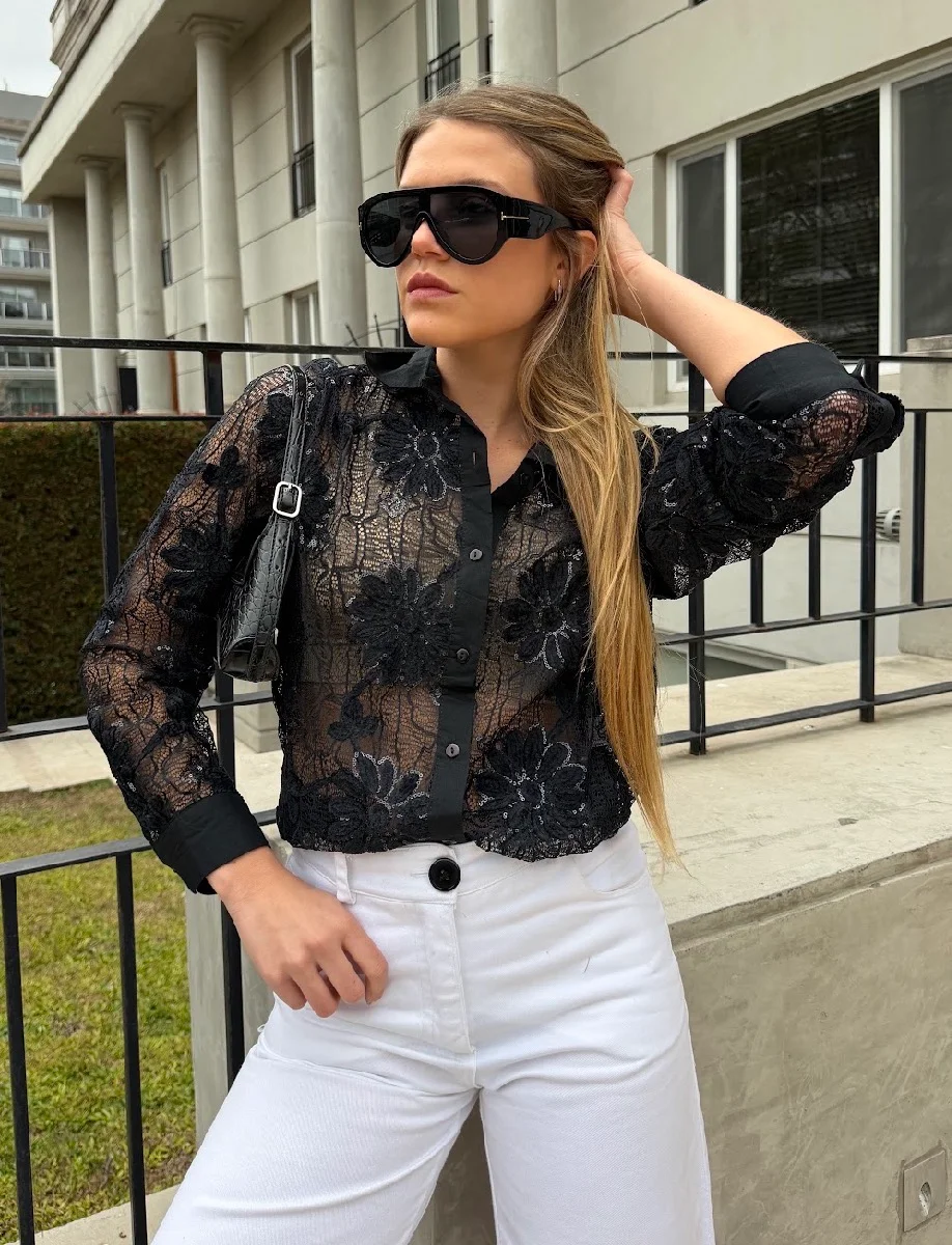 Camisa DARLIN Con Encaje y Bordado GUK70283