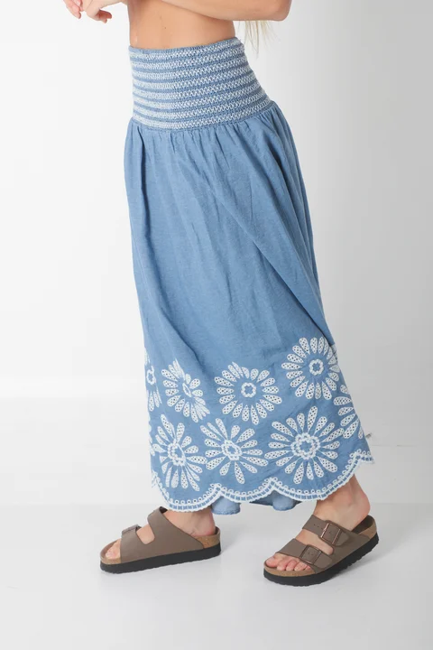 Pollera AMORIM JEAN Bordada GU0557