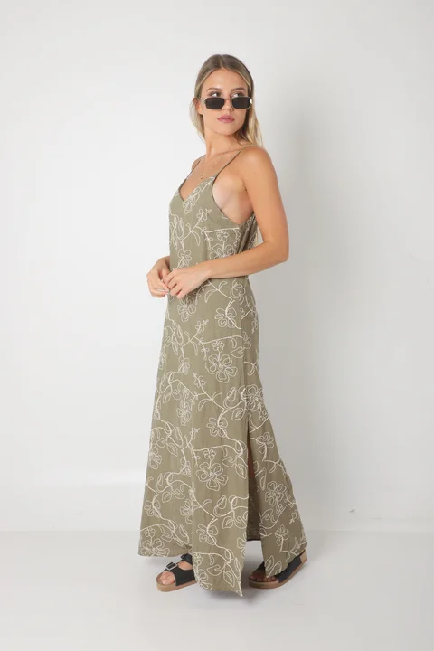 Vestido KALSY lino c/bordado GUK70142-9