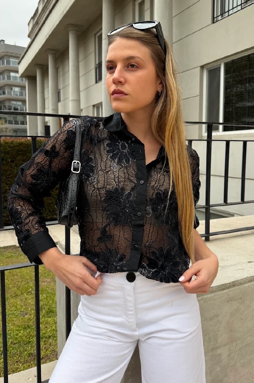 Camisa DARLIN Con Encaje y Bordado GUK70283