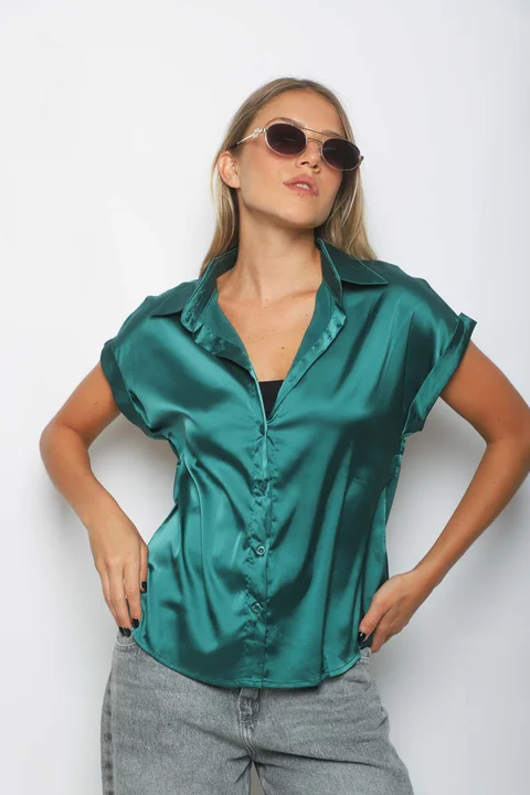 Camisa CANDI Satén Manga Corta GUV52