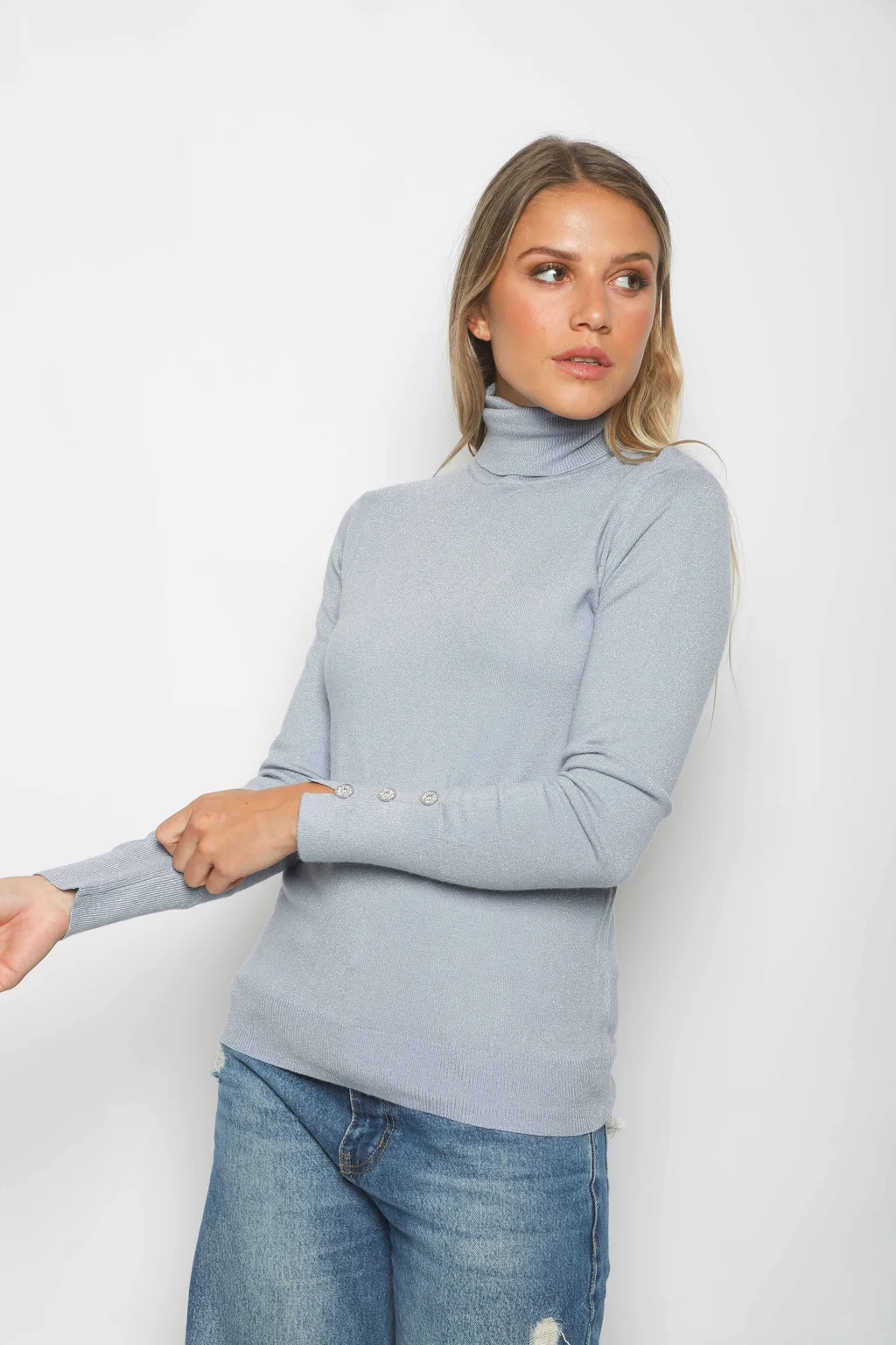 Polera MERIDIAN Lurex con Botones Strass GUL601