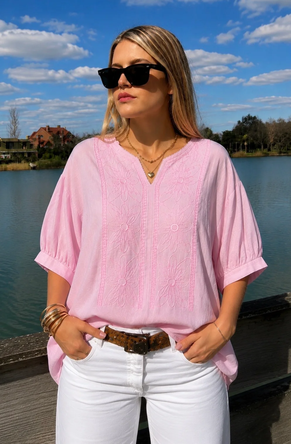 Blusa GANHA de Lino c/Bordado GU0326