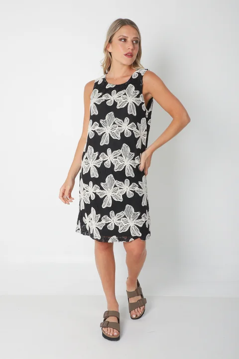 Vestido POCH Encaje con Bordado Crochet GU250110