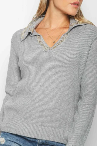 Sweater BONJOUR Tipo Chomba C/ Tachas en Cuello GUL652 - Vista 6