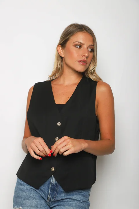 Chaleco ZIZI Sastrero con Botones Brillo GUP33023