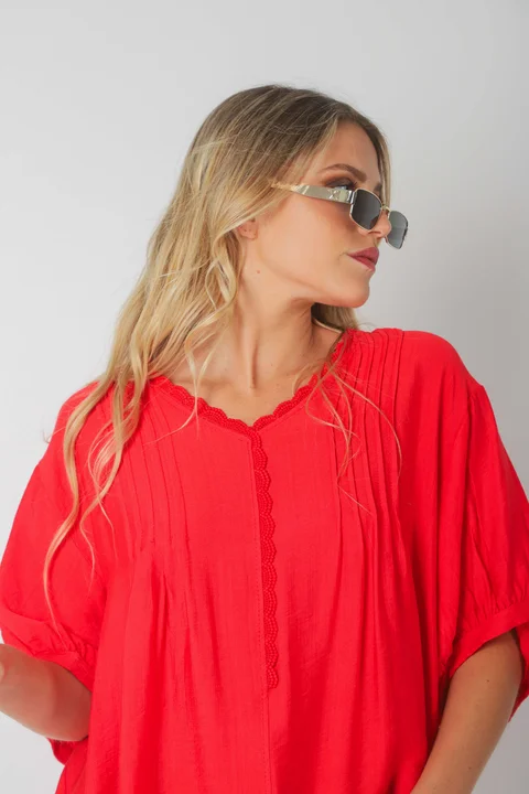 Blusa AMARE Lino c/ puntilla GU0334