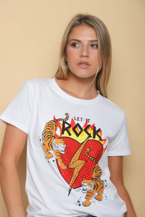 Remera Corazon Tigre y ROCK Jersey
